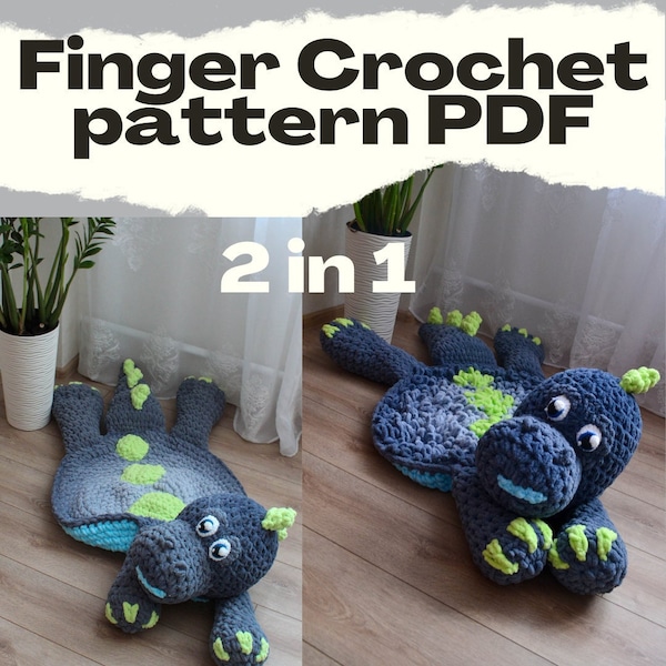 T-rex Finger crochet pattern Amigurumi Pattern Tutorial for beginner Digital download PDF