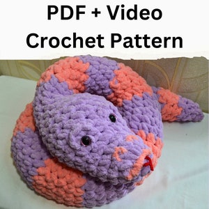 Crochet Pattern Snake  Plushie Toy, Instant Download PDF , Digital download , crochet kit