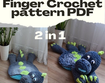 T-rex Finger crochet pattern Amigurumi Pattern Tutorial for beginner Digital download PDF