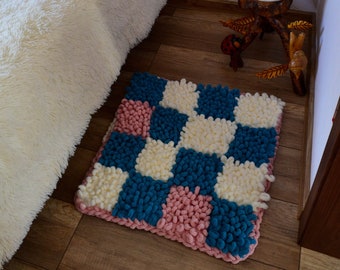 Alfombra decorativa de tablero de ajedrez hecha a mano, color personalizado, antideslizante.