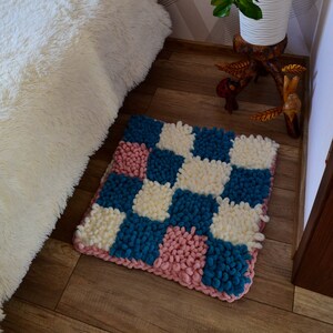 Checkerboard Patterned Soft Accent Rug, Checkered Decor Accent Rug, Aesthetic Rug , Minimalist Home Decor Gifts