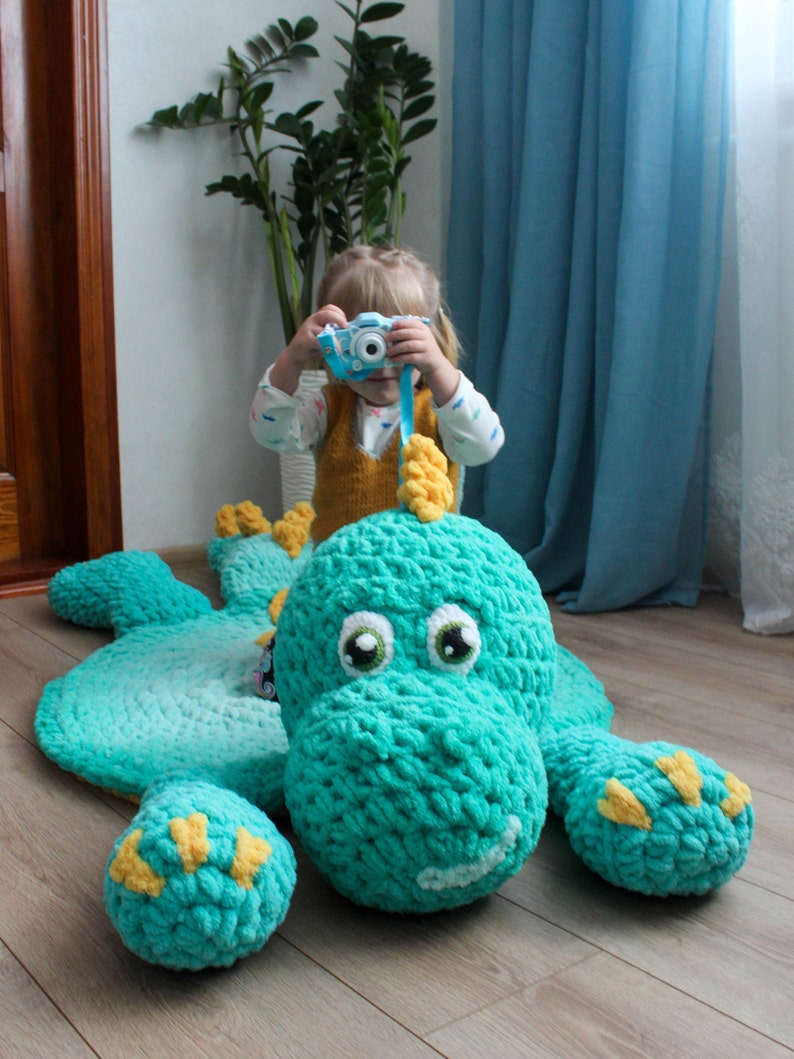 Big Green Dinosaur Nursery Rug. Hypoallergenic Carpet for Baby Etsy