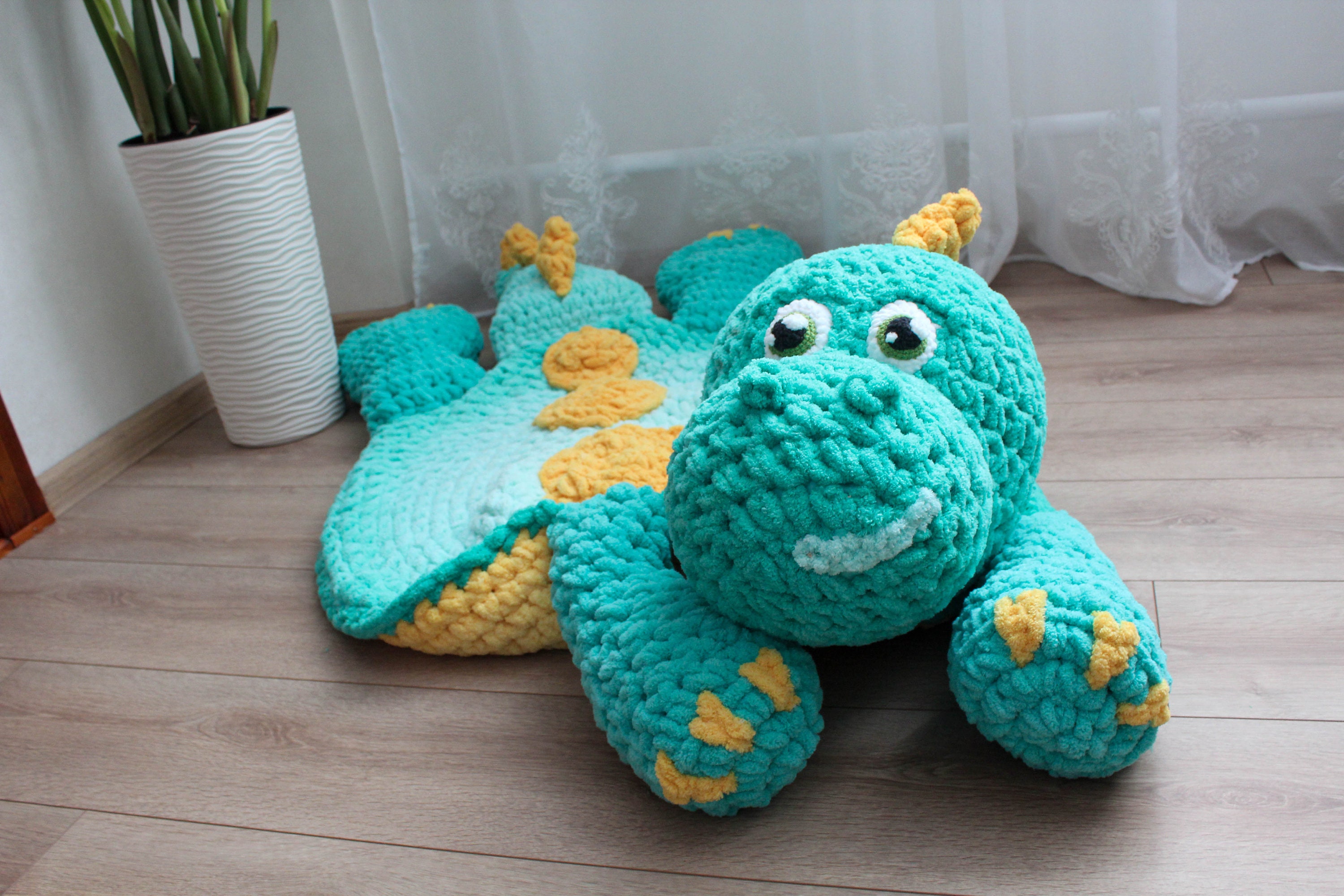 Big green dinosaur nursery rug. Hypoallergenic carpet for baby Etsy