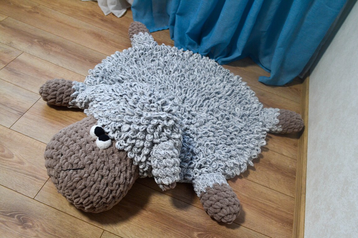 Crochet Animal Rug for Kids Room Decoration. Plush Rug Lamb Etsy