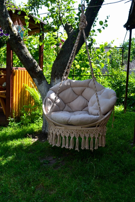 Boho Macrame Hanging Chair. Indor Round Swing for Kids and Etsy