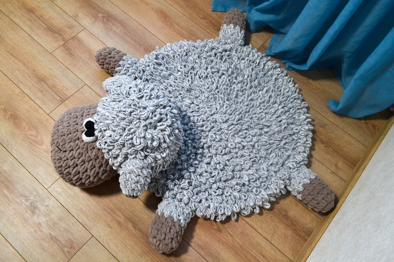 Crochet Animal Rug for Kids Room Decoration. Plush Rug Lamb Etsy