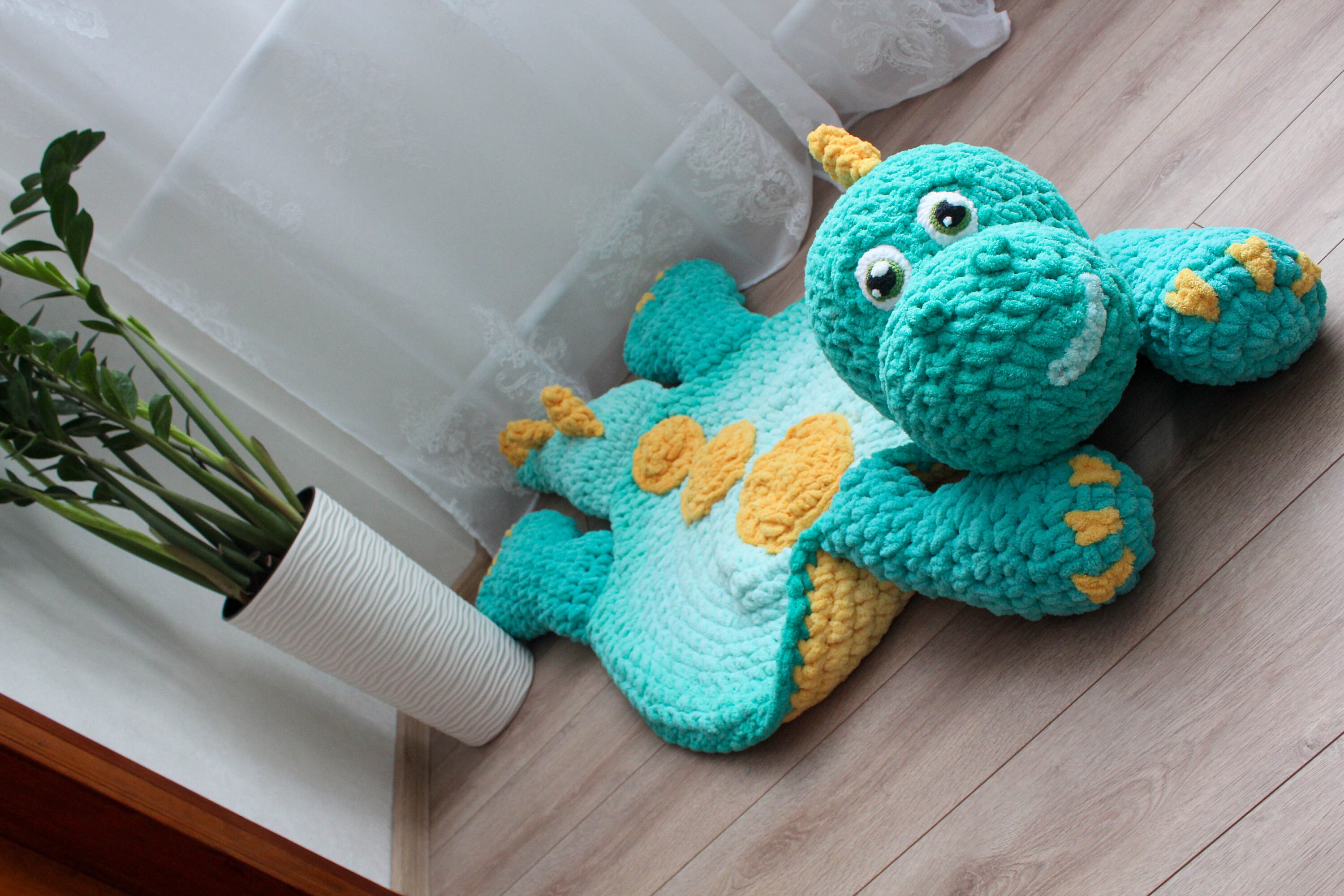 Big green dinosaur nursery rug. Hypoallergenic carpet for baby Etsy