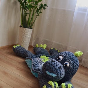 Kids Play Mat, Huge Grey Dinosaur themed Accent Rug