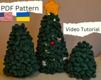 Crochet Christmas Tree Pattern and Video Tutorial Christmas Decor tutorial for beginners