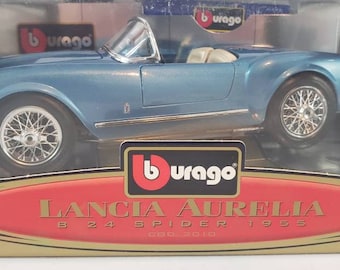 Bburago Lancia Aurelia B24 Spider 1955 Blue Model Car 1/18 Scale