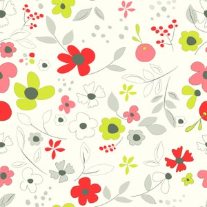 On the Bright Side Main Cream by Sandy Gervais for Riley Blake.  Sold in 1/2 yard increments.