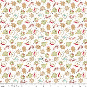 Gingerbread Kisses Sugar Cookies Christmas Cookies White Quantity 1 is 1/2 yard