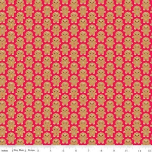 Gingerbread Kisses Gingerbread Men Red Quantity 1 is 1/2 yard