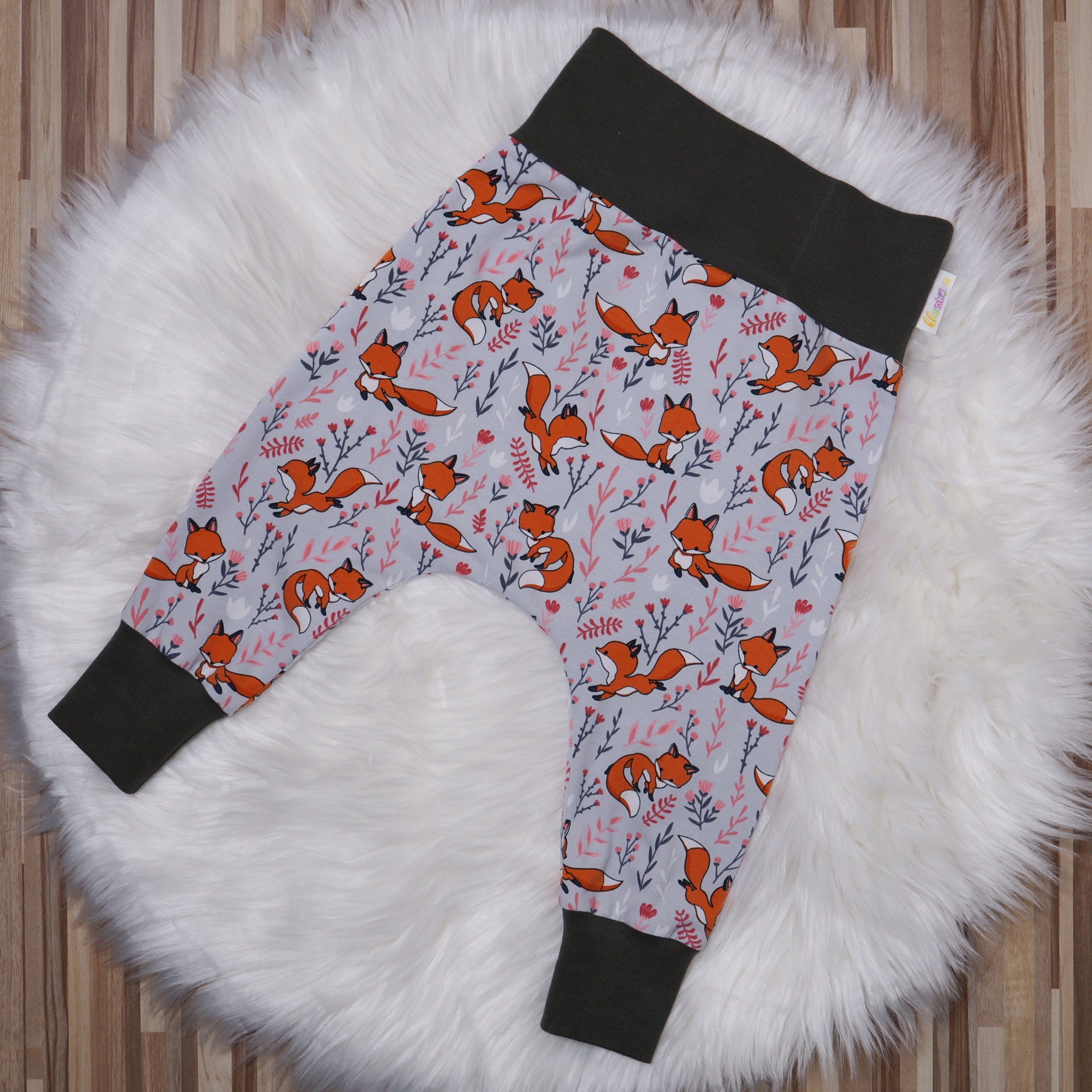 egel, beer, vos met groeiende broek voor baby's en peuters rookblauwe bosdieren Kleding Unisex kinderkleding Unisex babykleding Broek 