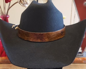 Bandeau pour chapeau de cowboy fait main en cuir pour femme