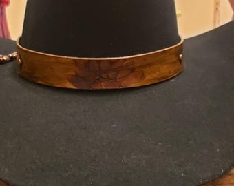 Bandeau pour chapeau de cowboy fait main en cuir vieilli pour femme