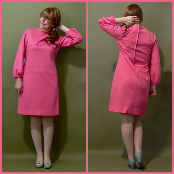 Super Cute Yummy Pink 1960s Beaded Mod Style Day … - image 1