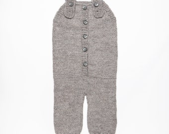 Medium grey alpaca romper for babies, highest quality, thermoregulatory romper for toddler, gender neutral kids romper, nordic baby clothes