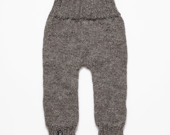 Unisex, dark grey handmade alpaca wool trousers for babies, toddlers, gender neutral pants for baby girl, baby boy, Nordic design, clothing