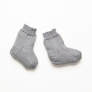 Dark grey alpaca and silk yarn socks for babies, silk and alpaca wool toddler socks, nordic design socks for babies, unisex socks for kids. image 2