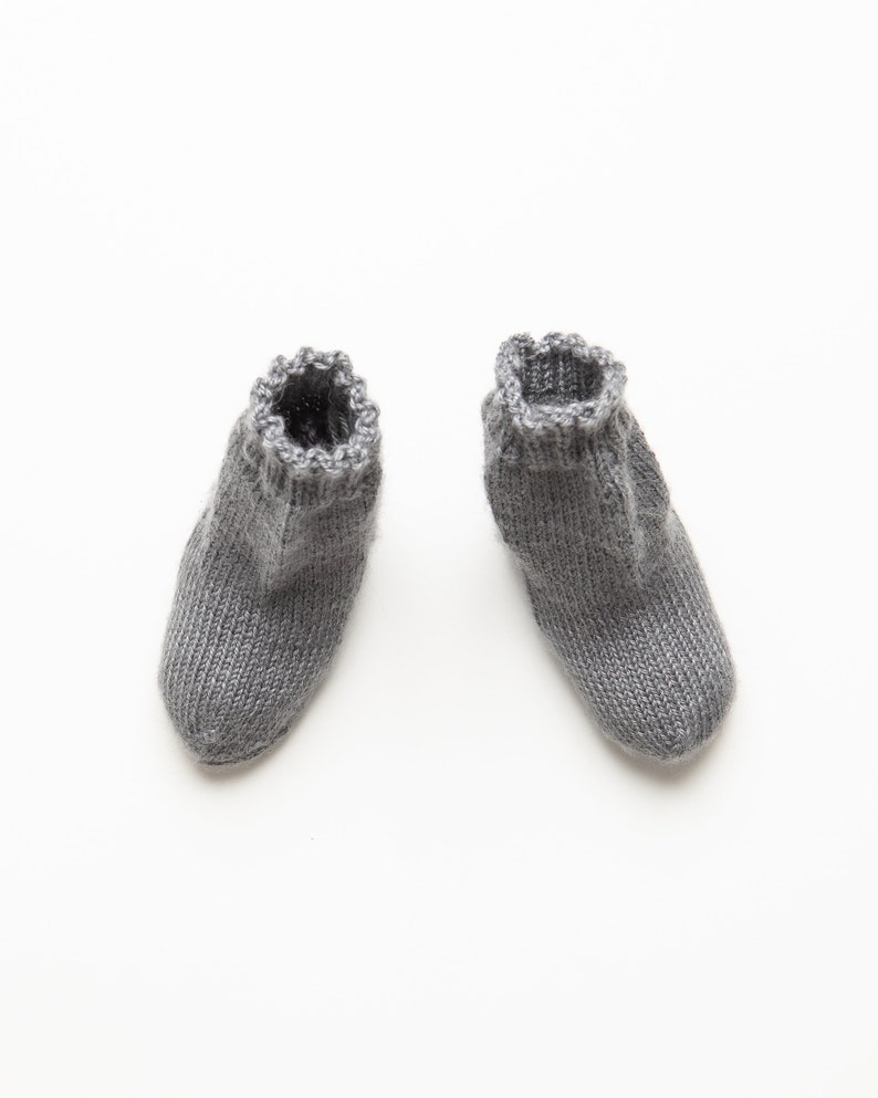 Dark grey alpaca and silk yarn socks for babies, silk and alpaca wool toddler socks, nordic design socks for babies, unisex socks for kids. image 1