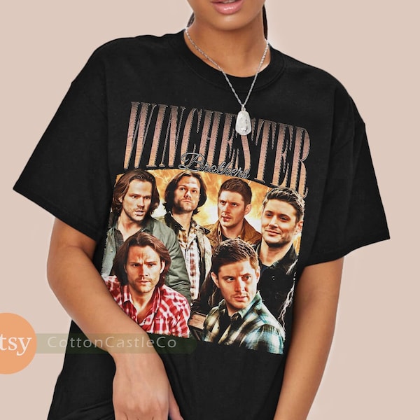 Winchester Brothers Shirt Sam Dean Winchester Supernatural Tee 90s Rock Style Bootleg T-Shirt 233