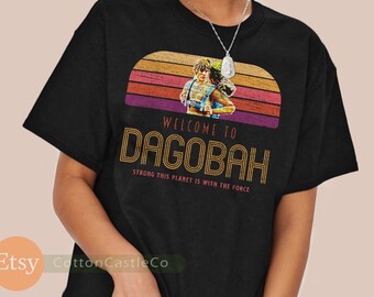 Funny star wars t-shirt parody welcome to dagobah strong this planet is with the force shirt retro distressed design tee 104