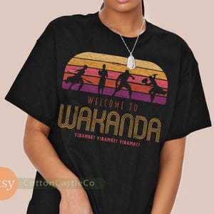 Funny black panther t-shirt parody welcome to wakanda t shirt yibambe retro distressed design tee 84