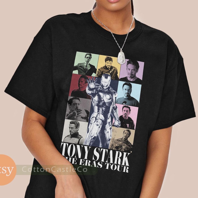 Tony Stark Shirt funny retro cool fan art Tee 90s concert style T-Shirt h063 image 1