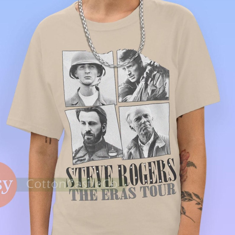 Steve Rogers Shirt Captain America Tee Winter Soldier Tour Concert Style Bootleg Light T-Shirt 322 image 1