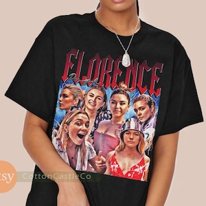 Florence Pugh Shirt funny movie star celebrity 90s Retro Heavy Metal Rock Style Bootleg T-Shirt 260