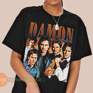 Damon Salvatore Shirt team damon Tee 90s Rock Style Bootleg T-Shirt 222