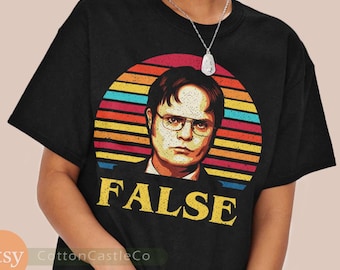 Dwight schrute false shirt funny the office t-shirt sunset retro distressed style tee 20