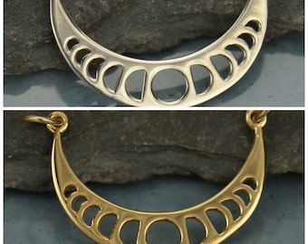AHORRE A LO GRANDE - Colgante de fases lunares, Enlace de fases lunares, Joyería de fases lunares, Enlace de fases lunares en plata esterlina