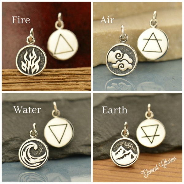 35% Off Sale No Coupon Needed Element Charms, Sterling Silver Element Charms, Earth, Air, Water and Fire, Elemental Charms