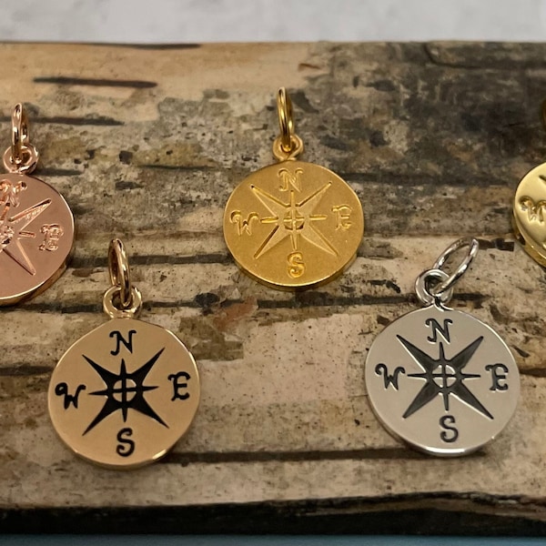 Compass Charm, Silver Compass Charm, Nautical Charm, Bronze Compass Charm, Gold Compass Charm, Ocean, Beach, Sealife