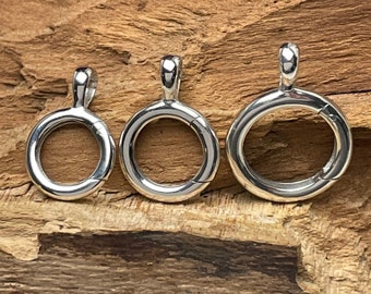 Sterling Silver Hinged Circle Charm Holder Pendants, Small, Medium, Large