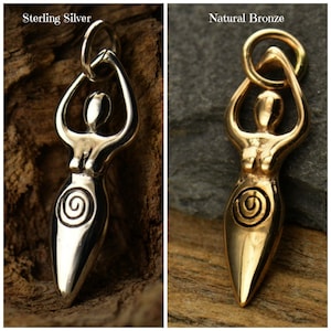 SAVE BIG -Fertility Goddess Charm - Mother Nature, New Mom, Sterling Silver, Natural Bronze Charms