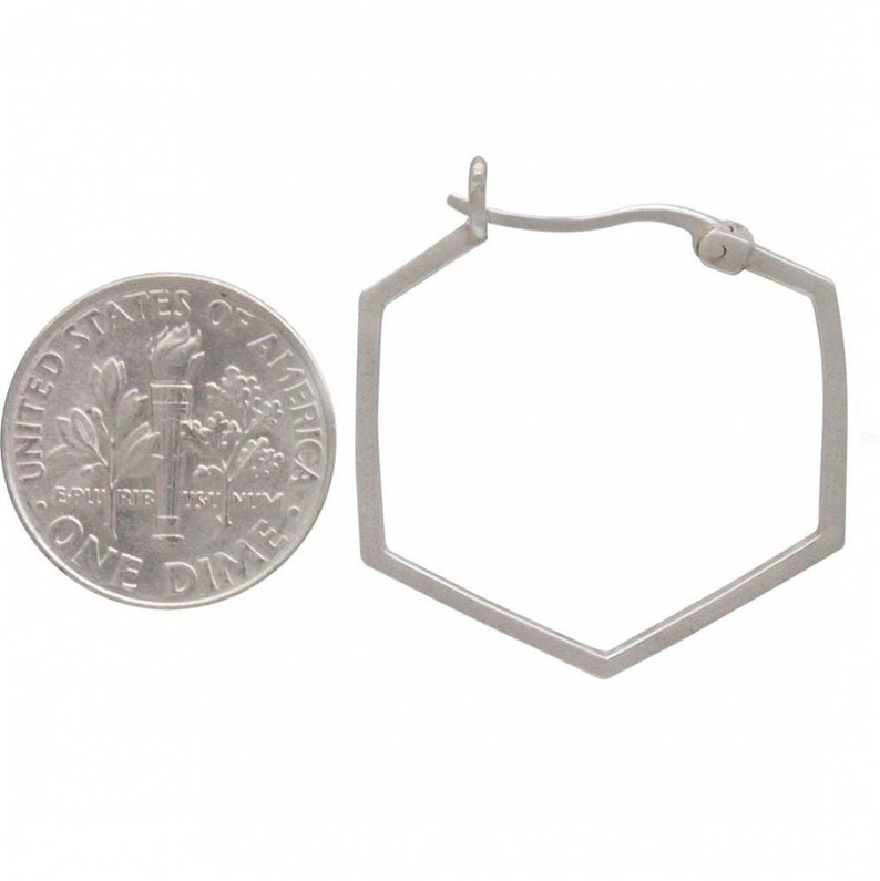 Sterling Silver Hexagon Hoop Earrings Geometric Earrings Sterling Silver Earrings