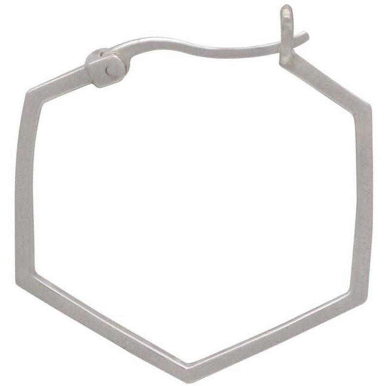Sterling Silver Hexagon Hoop Earrings Geometric Earrings Sterling Silver Earrings