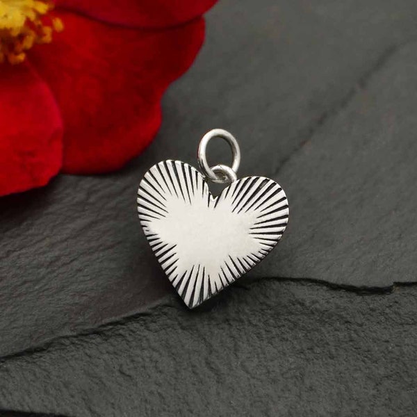 35% Off Sale No Coupon Needed Sterling Silver Heart with Radiating Lines - S7102