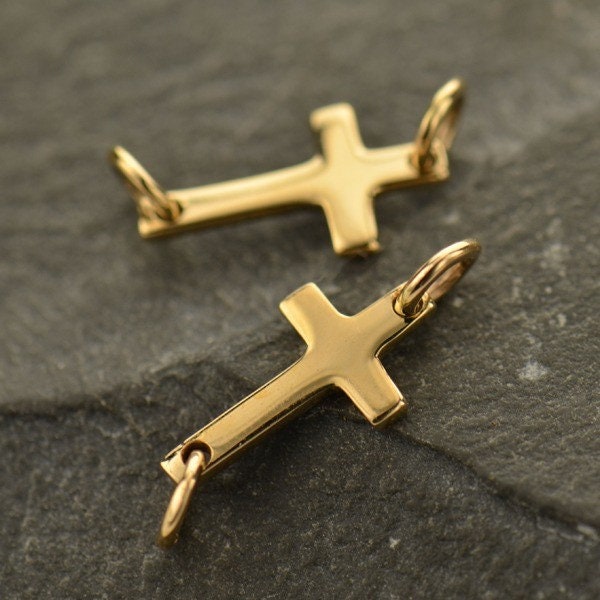 Small Cross Link Sterling Silver Cross Link Sideways Cross Etsy