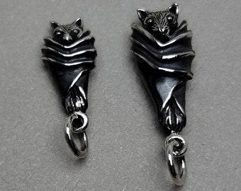 SAVE BIG -Sterling Silver Hanging Bat Charms, Regular S4132, Small S4288