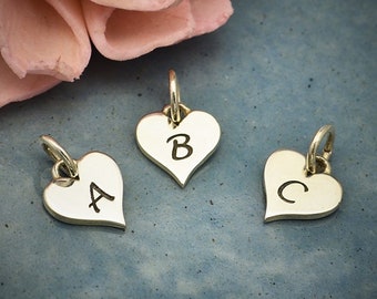 Letter Heart Charms, A -Z  Sterling Silver, Best Quality Small Letter Heart Charms, Initial Charms, Initial Heart Charms, Uppercase Letter