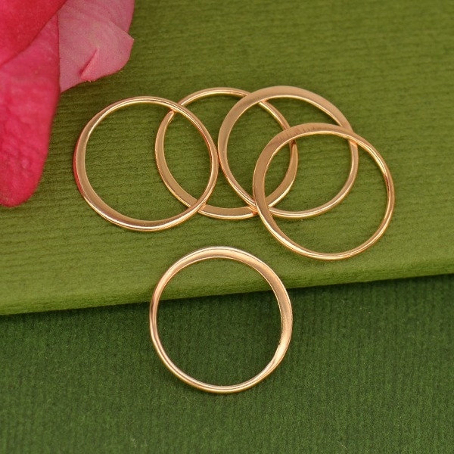 Medium Half Hammered Circle Links, 15mm, Jewelry Links, Round Circle ...
