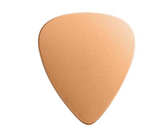 May include: A copper-colored guitar pick with a smooth, brushed finish.