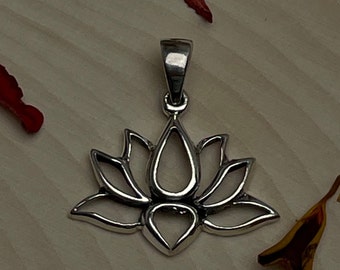 35% Off Sale No Coupon Needed Sterling Silver Lotus Pendant, Open lotus Pendant, Wide Lotus Pendant
