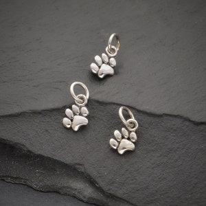 SALE - Sterling Silver Tiny Puffy Paw Charm, Tiger Paw Charm, Pet Charms, Dog Paw Charm, Cat Paw Charm, Animal Charm