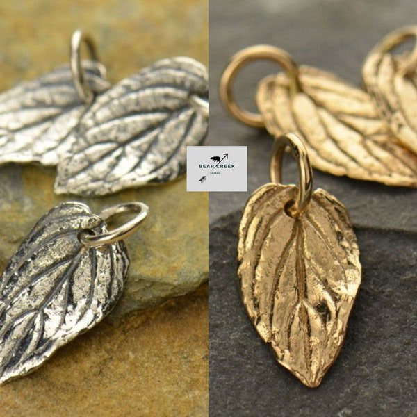 35% Off Sale No Coupon Needed Sterling Silver Mint Leaf Charm. Natural Bronze Mint Leaf Charm, Jewelry Making Supplies