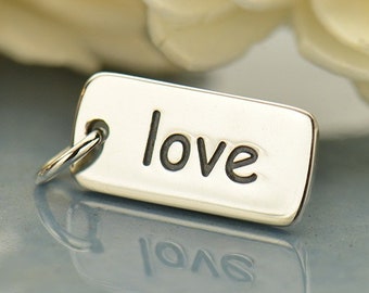 AHORRE A LO GRANDE - Charm de palabra "Amor", Charm de palabra "Esperanza", Charms de palabra en plata esterlina, Charm de palabra estampada
